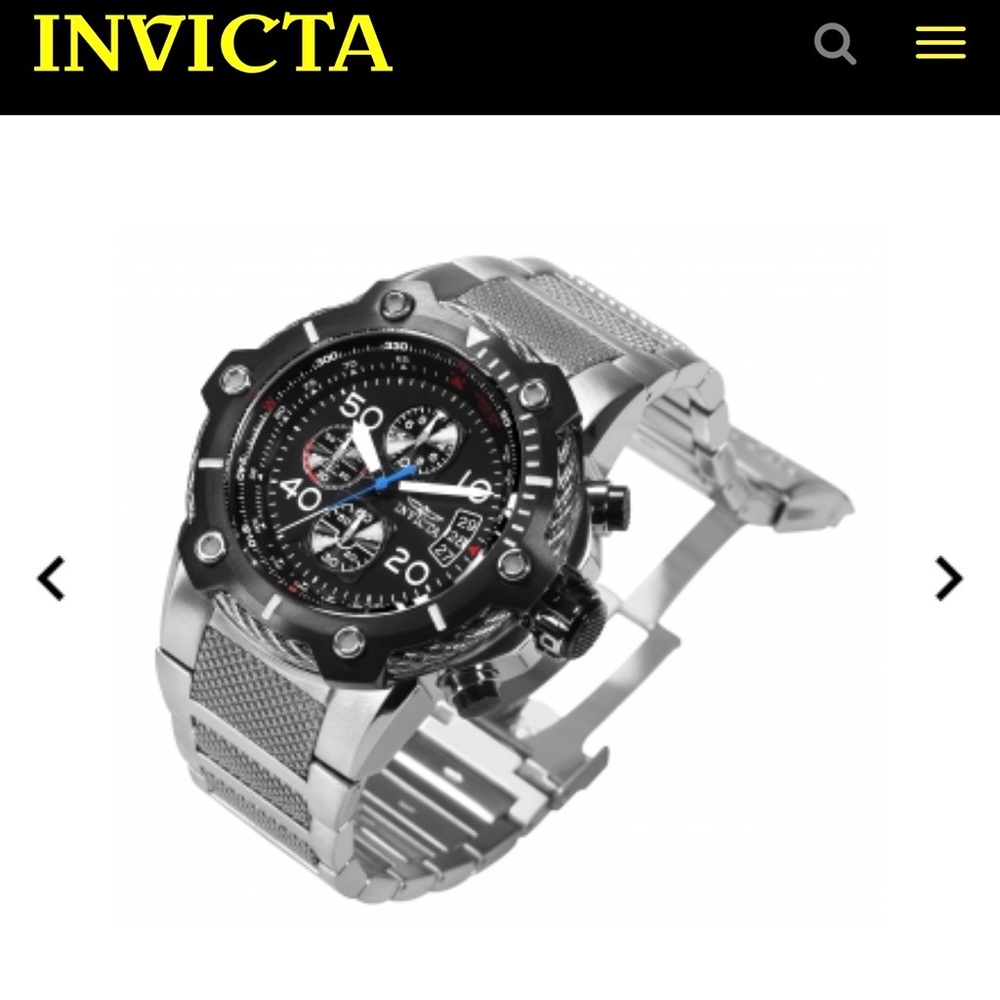 Silver Men's Chronograph Watch with Black Dial